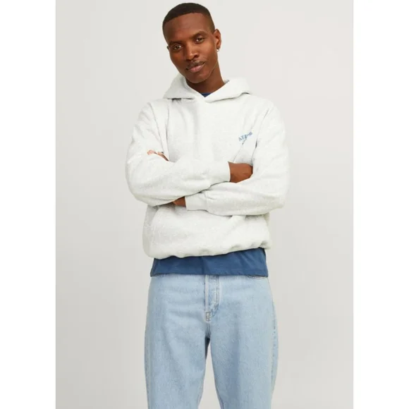 Men's Jack & Jones Light Gray Atelier Studio Hoodie XL - Picture 3 of 8
